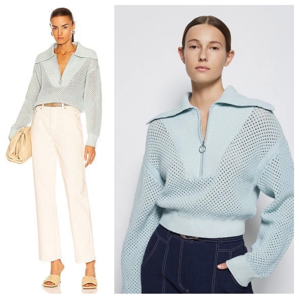 Jonathan Simkhai Sky Blue V-Neck Sweater